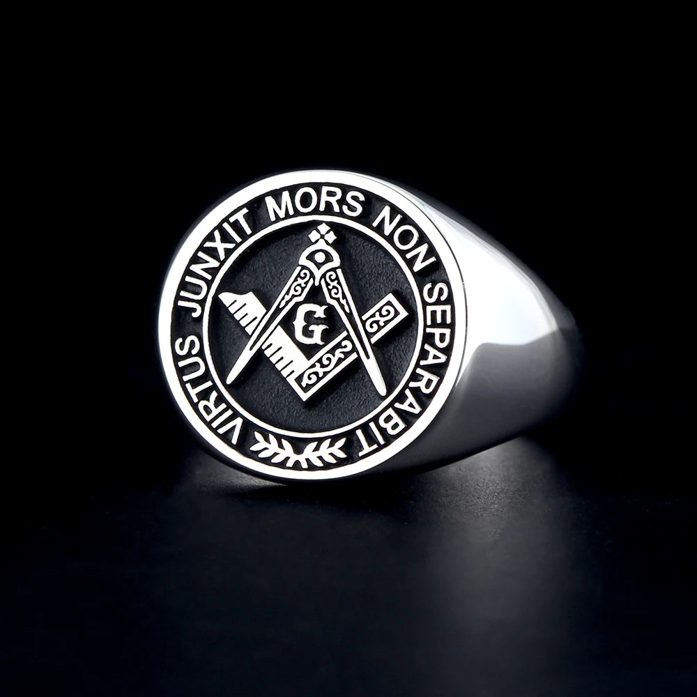 Anillo Master Mason Blue Lodge - S&C G Virtus Junxit Mors Non Separabit Sterling