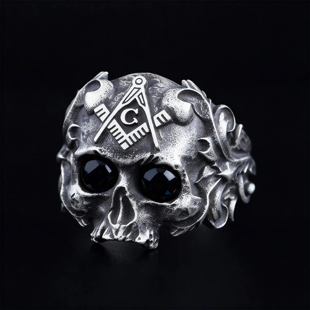 Anillo de la Logia Azul de Maestro Masón - Anillo de plata de ley Cuadrado y Compás G