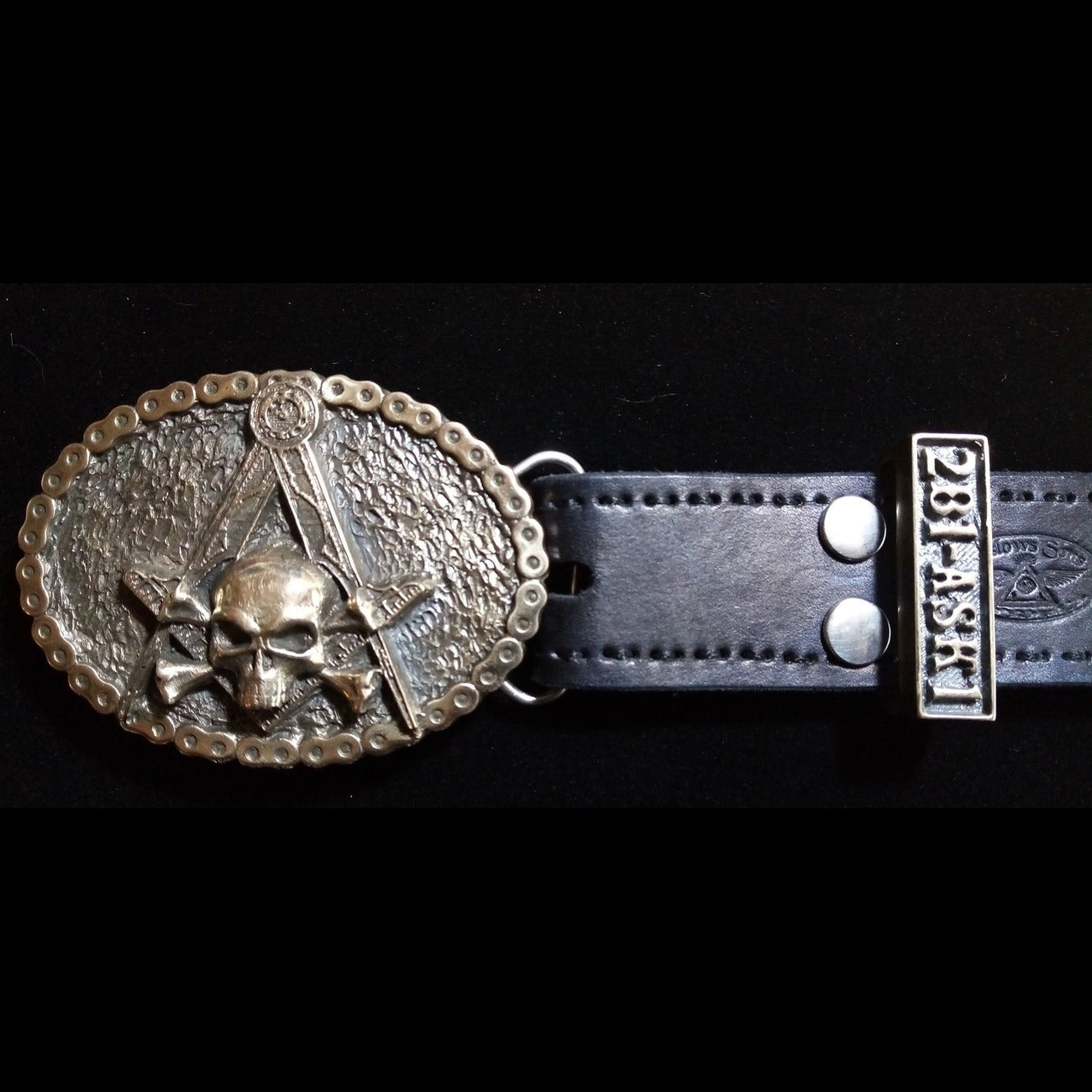 Widows Sons Belt Buckle - Handcrafted Bronze With Loop S & C AB1 ASK1 - Bricks Masons