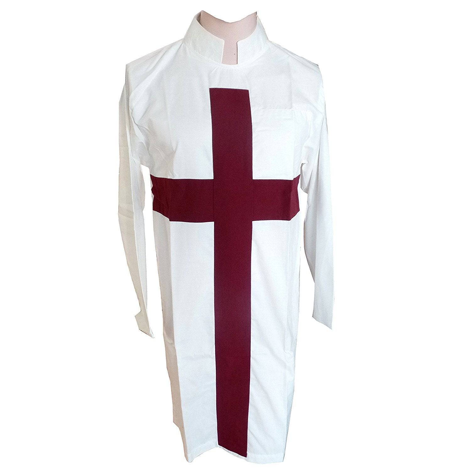 Knights Templar English Regulation Tunic - Maroon Cross & White - Bricks Masons