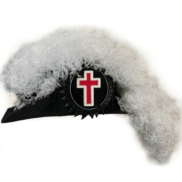 Line Officer Knights Templar Chapeau - All White Plumes - Bricks Masons