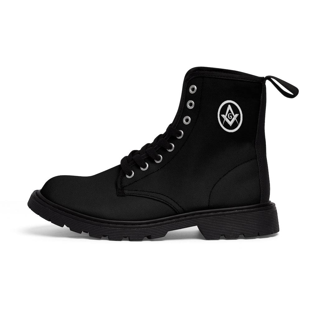 Master Mason Blue Lodge Boot - Square & Compass G Black Canvas - Bricks Masons