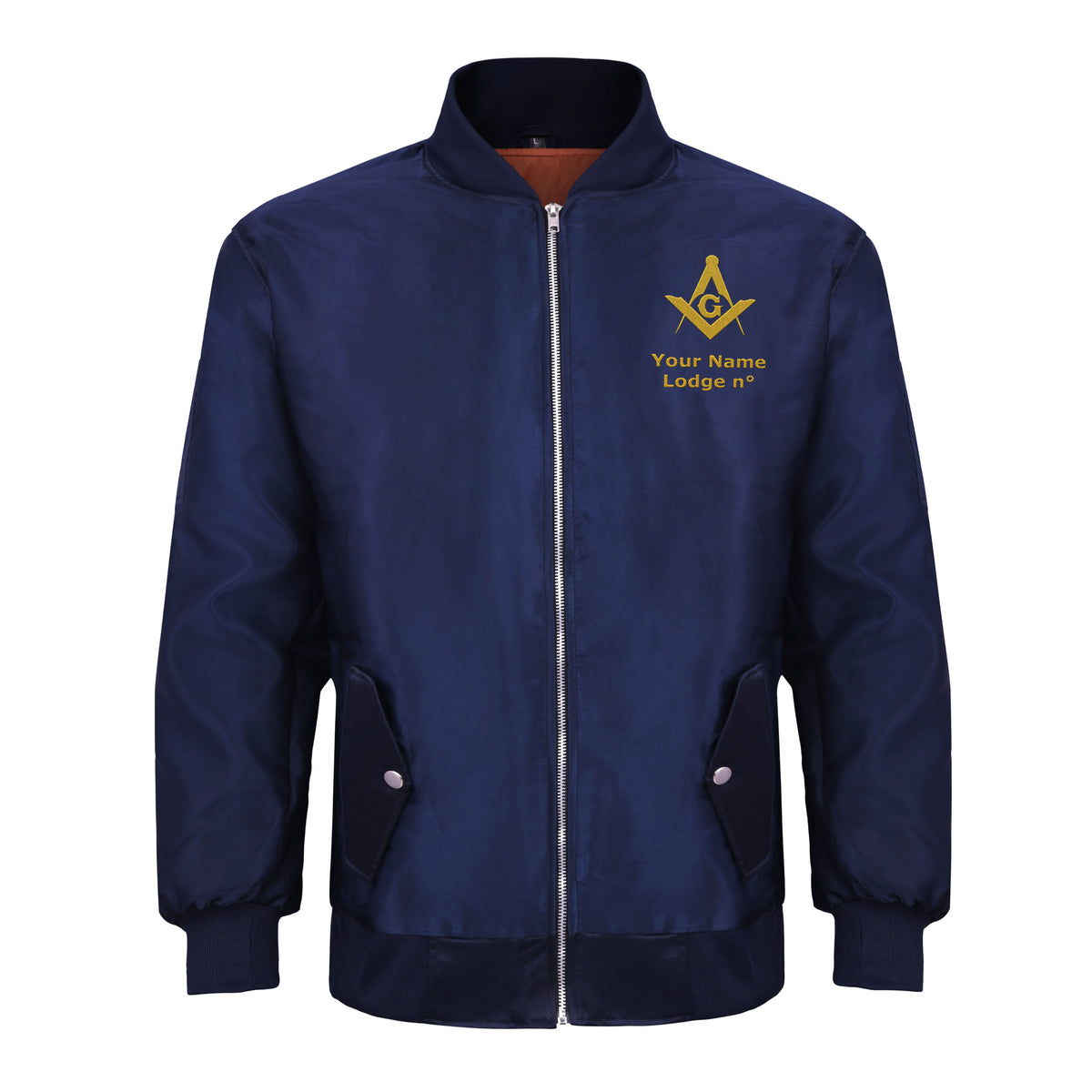 Master Mason Blue Lodge Jacket - Nylon Blue Color With Gold Embroidery - Bricks Masons