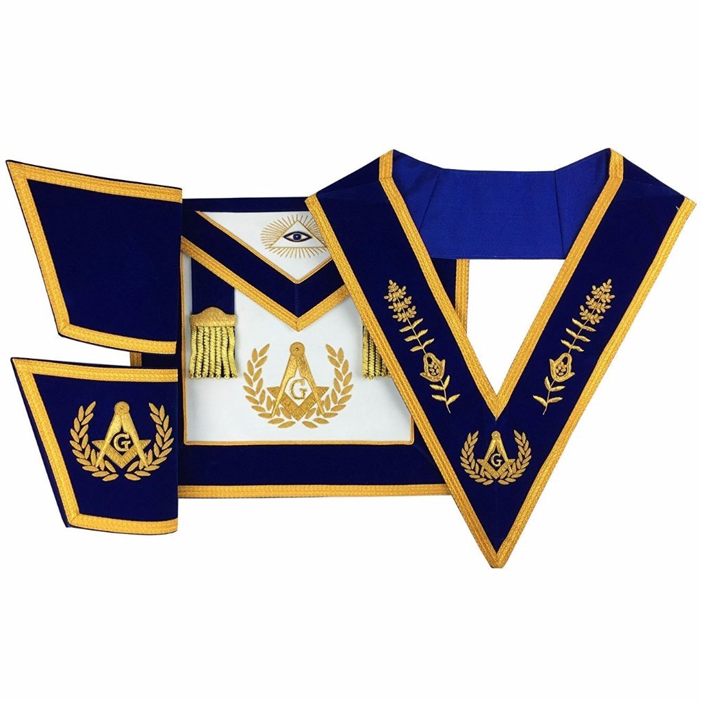 Master Mason Blue Lodge Regalia Set - Hand Embroidery - Bricks Masons
