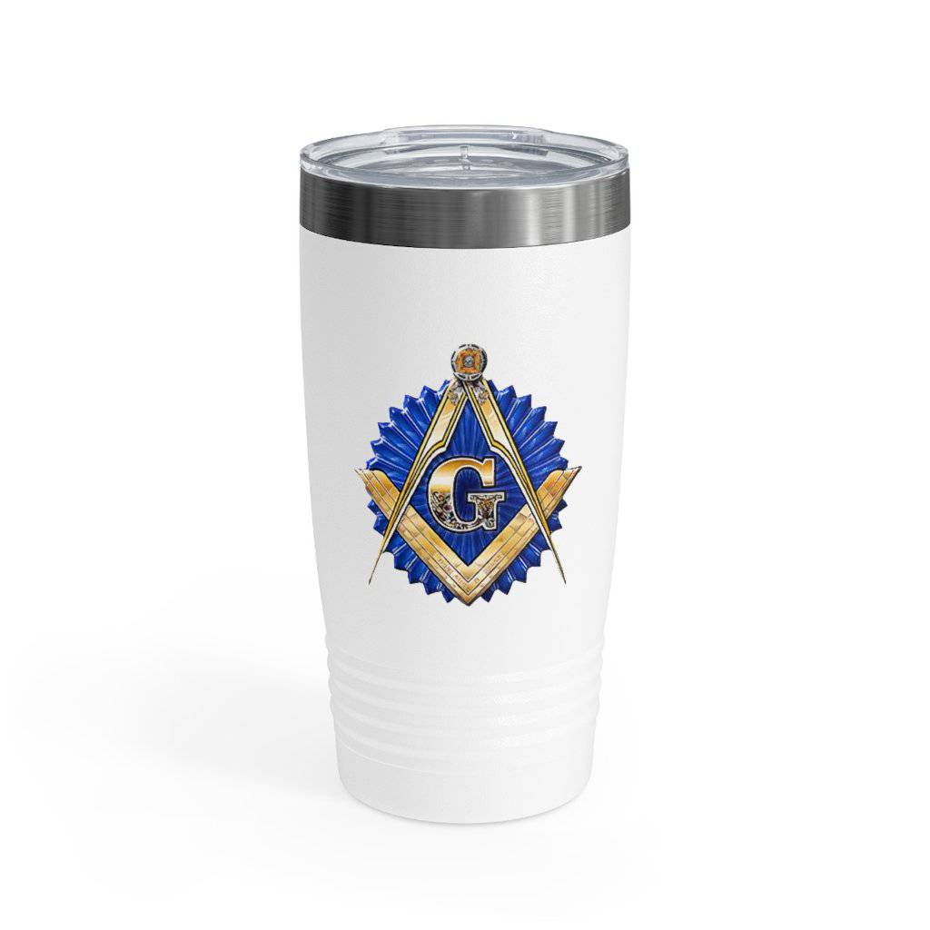 Master Mason Blue Lodge Ringneck Tumbler - Golden Square & Compass G - Bricks Masons