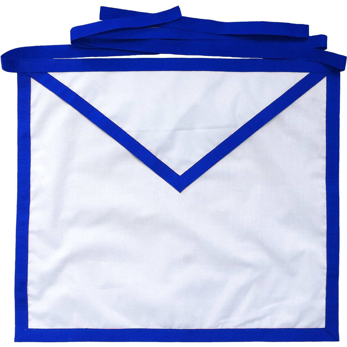 Member Blue Lodge Apron - White Duck Cotton Blue Ribbon - Bricks Masons