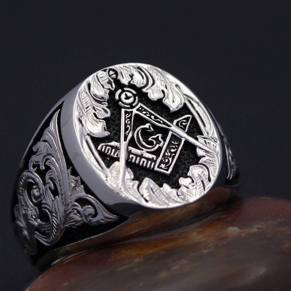 Master Mason Blue Lodge Ring - Motif Sterling Silver - Bricks Masons