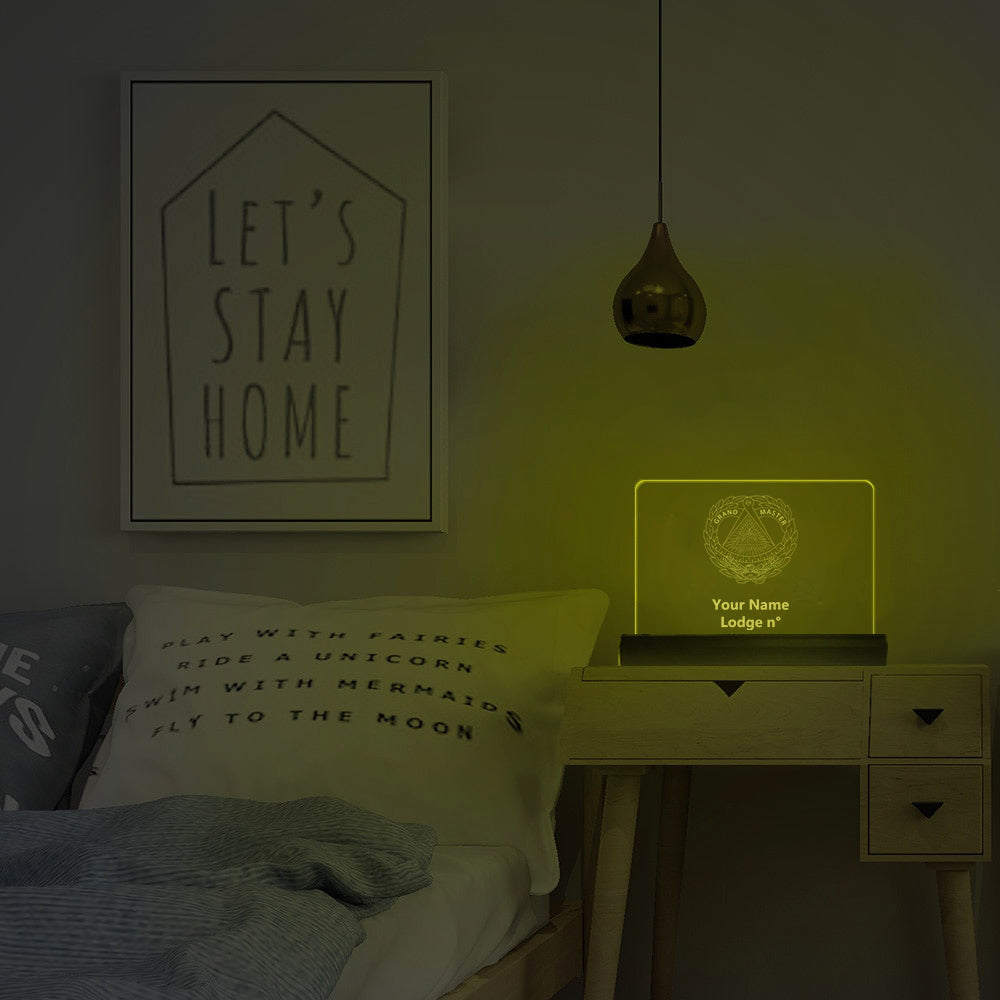 Grand Master Blue Lodge LED Sign - 3D Glowing light - Bricks Masons