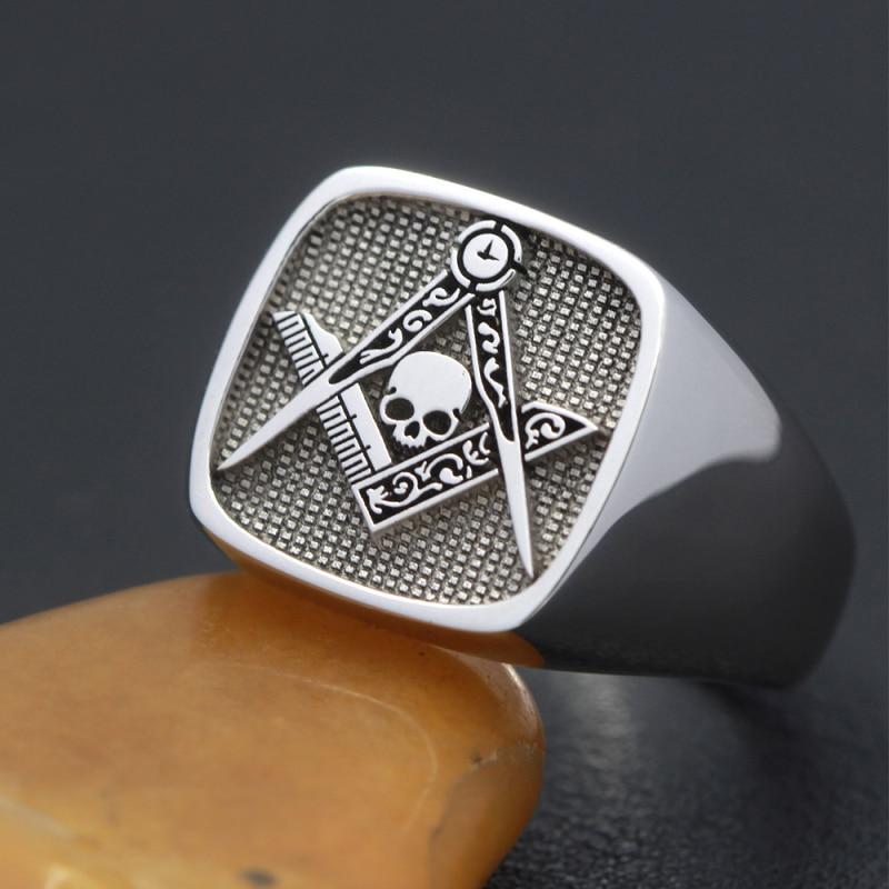 Masonic Ring Men Signet Silver Rings Freemason Ring Master Mason