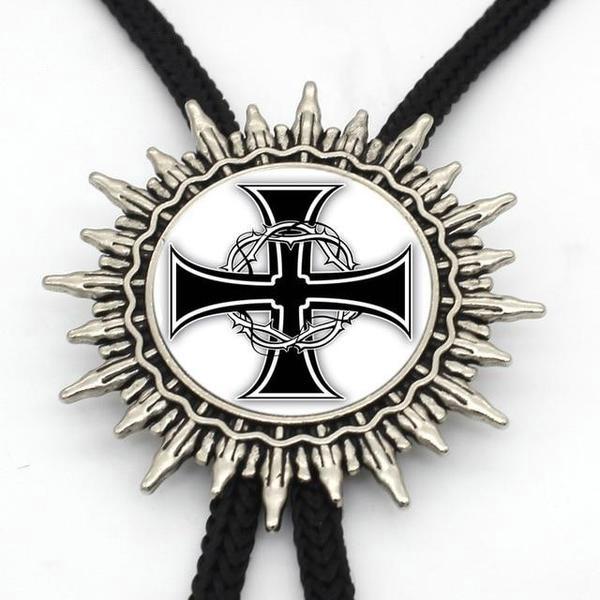 Masonic Knights Templar Cross Black Tie and Bow Set Handmade Knights Templar Tie and Bow