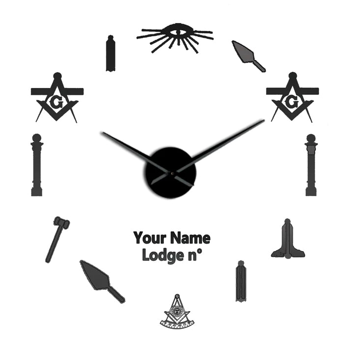 Past Master Blue Lodge California Regulation Clock - Frameless Design - Bricks Masons