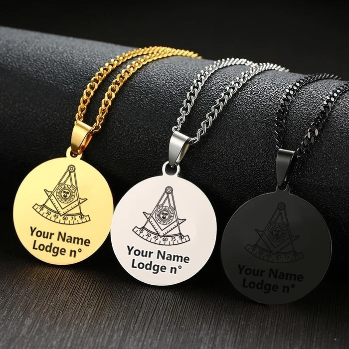 Past Master Blue Lodge California Regulation Necklace - Various Stainless Steel Colors - Bricks Masons