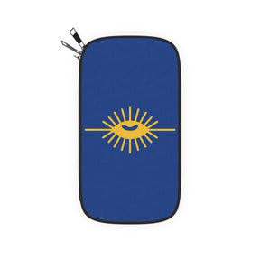 Knights of the All Seeing Eye Passport Wallet - Blue & Yellow Eye With Shoulder & Wrist Strap - Bricks Masons