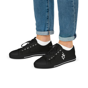 Allied Masonic Degrees Sneaker - Low Top Sneaker Black & White AMD White Emblem - Bricks Masons