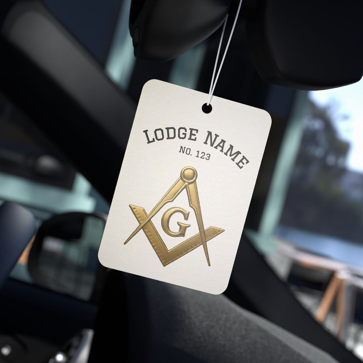 Master Mason Blue Lodge Car Air Freshener - Gold S&C G With Personalization - Bricks Masons