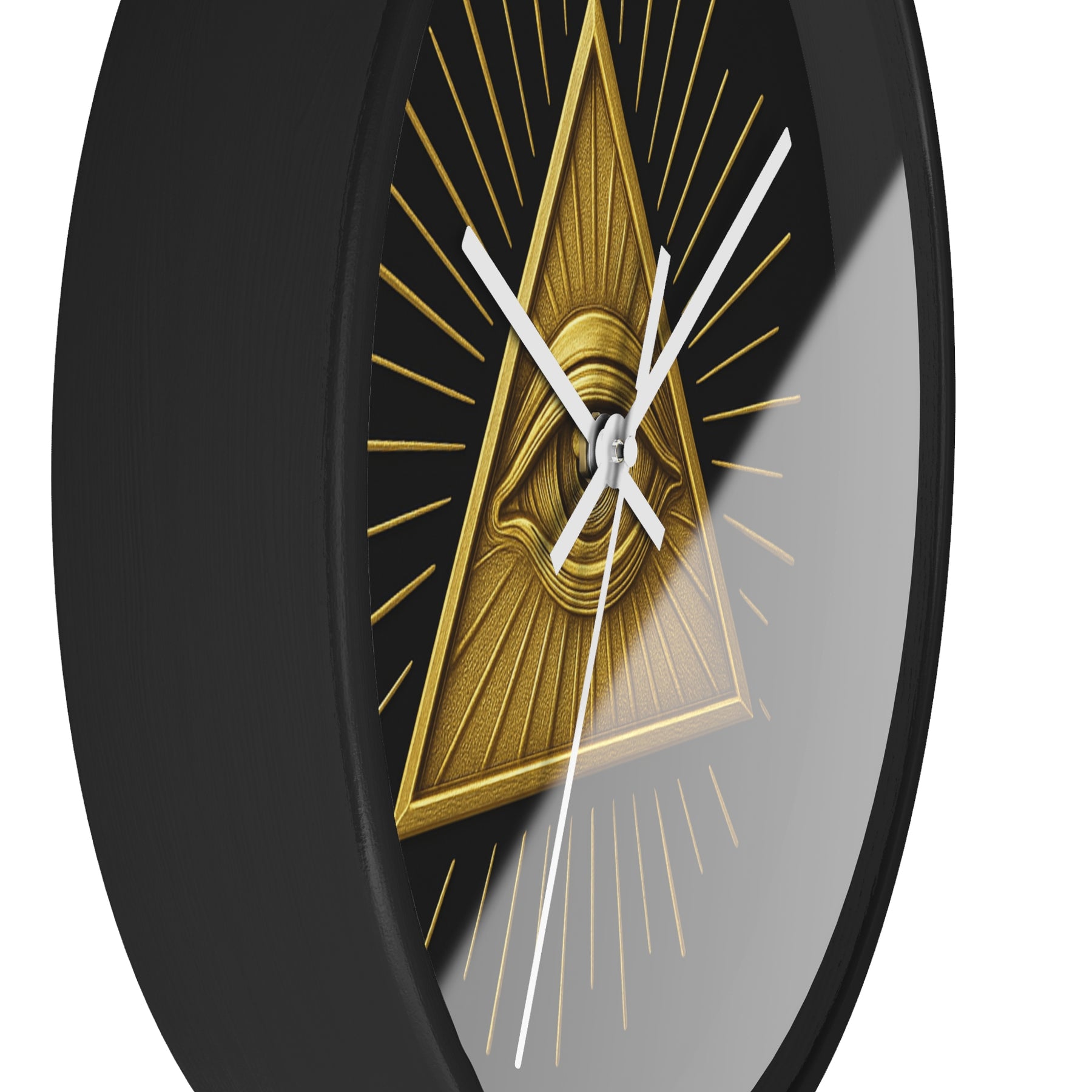 Eye of Providence Clock - Sacred Triangle Eye Emblem on Wooden Frame - Bricks Masons