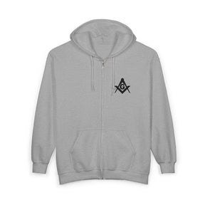 Master Mason Blue Lodge Hoodie - Zip Up Jacket Classic Square & Compass Look - Bricks Masons