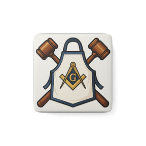 Master Mason Blue Lodge Magnet - Porcelain With Magnet - Bricks Masons