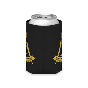 District Deputy Grand Master Blue Lodge Can Cooler - Black & Gold Square & Compass - Bricks Masons
