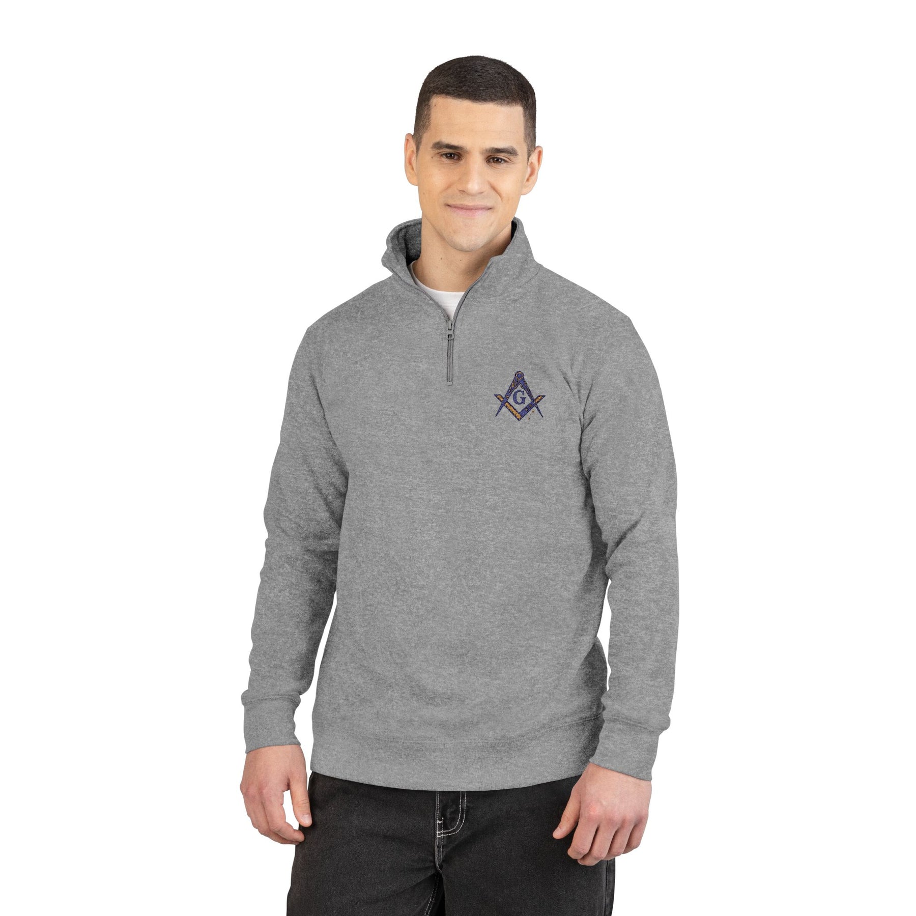 Master Mason Blue Lodge Sweatshirt - Square & Compass G USA Flag Pattern Embroidery - Bricks Masons