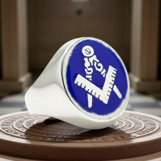 Masonic Ring, Apprentice Degree, Silver, Enamel, 1.6 cm, Art. 1121 - Bricks Masons