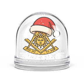 Past Master Blue Lodge Snow Globe - Golden Square & Compass with Quadrant Sun - Bricks Masons