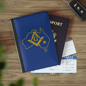Master Mason Blue Lodge Australia Jurisdiction Passport Cover - Blue PU Leather - Bricks Masons