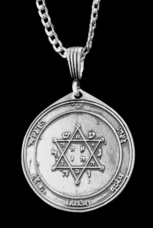 Solomon's Second and First Pentacle Pendant, consecrated to Jupiter, in Silver, 4 cm, 13 g, 44 Seals of Solomon, Art. 1160 - Bricks Masons