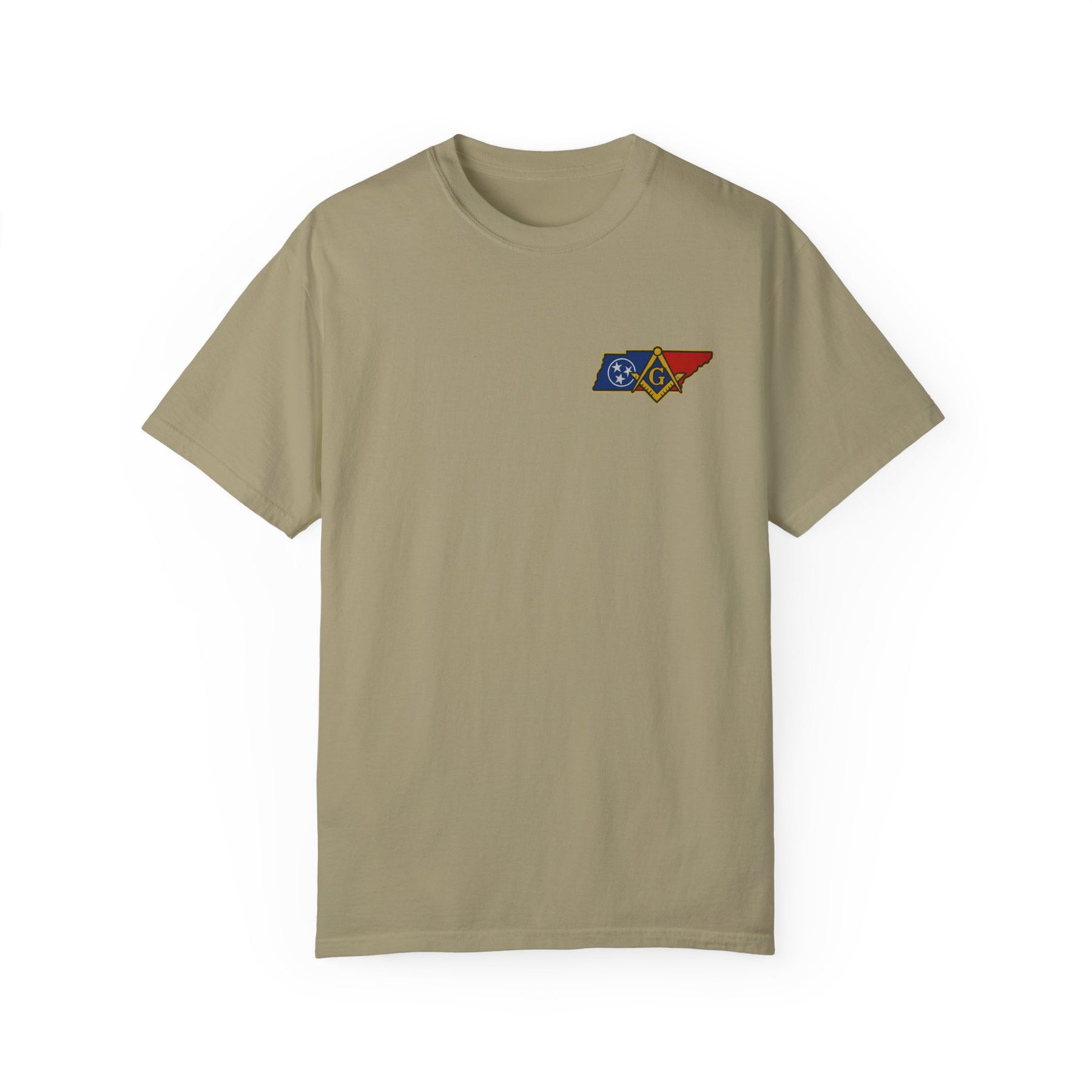 Master Mason Blue Lodge T-Shirt - Garment-Dyed Tennessee Mason - Bricks Masons