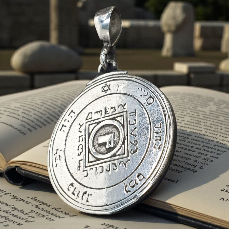 Solomon Pendant Fourth and Fifth Pentacle Consecrated to Venus Silver 3 Cm 12 Gr 44 Seals of Solomon Art 1205 - Bricks Masons