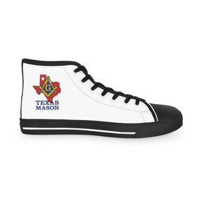 Master Mason Blue Lodge Sneaker - High Top Black & White Sole Texas Mason - Bricks Masons
