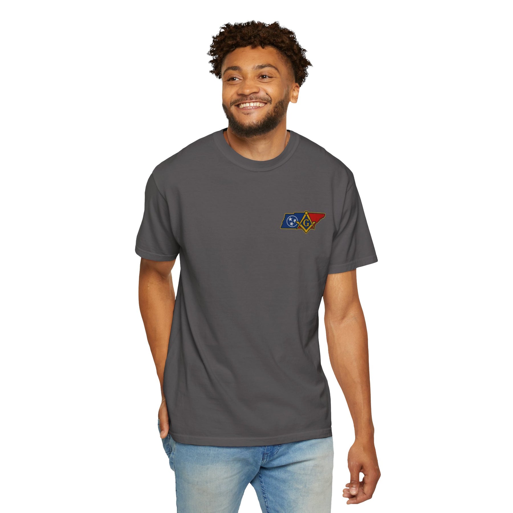 Master Mason Blue Lodge T-Shirt - Garment-Dyed Tennessee Mason - Bricks Masons