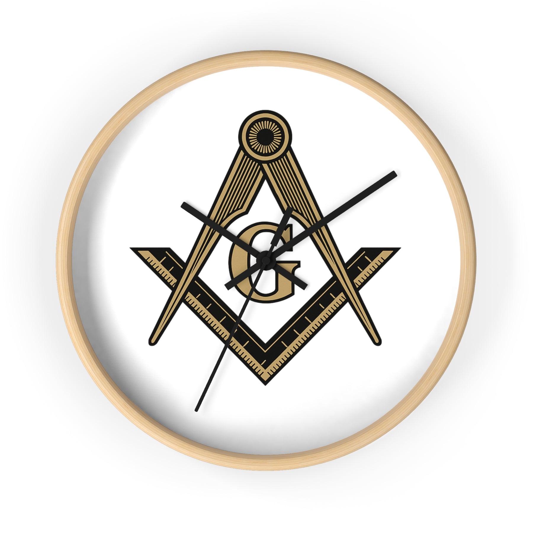 Master Mason Blue Lodge Clock - Distinguished S&C G on White Dial - Bricks Masons