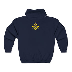 Master Mason Blue Lodge Hoodie - Zip Up Jacket S&C G with Customization - Bricks Masons