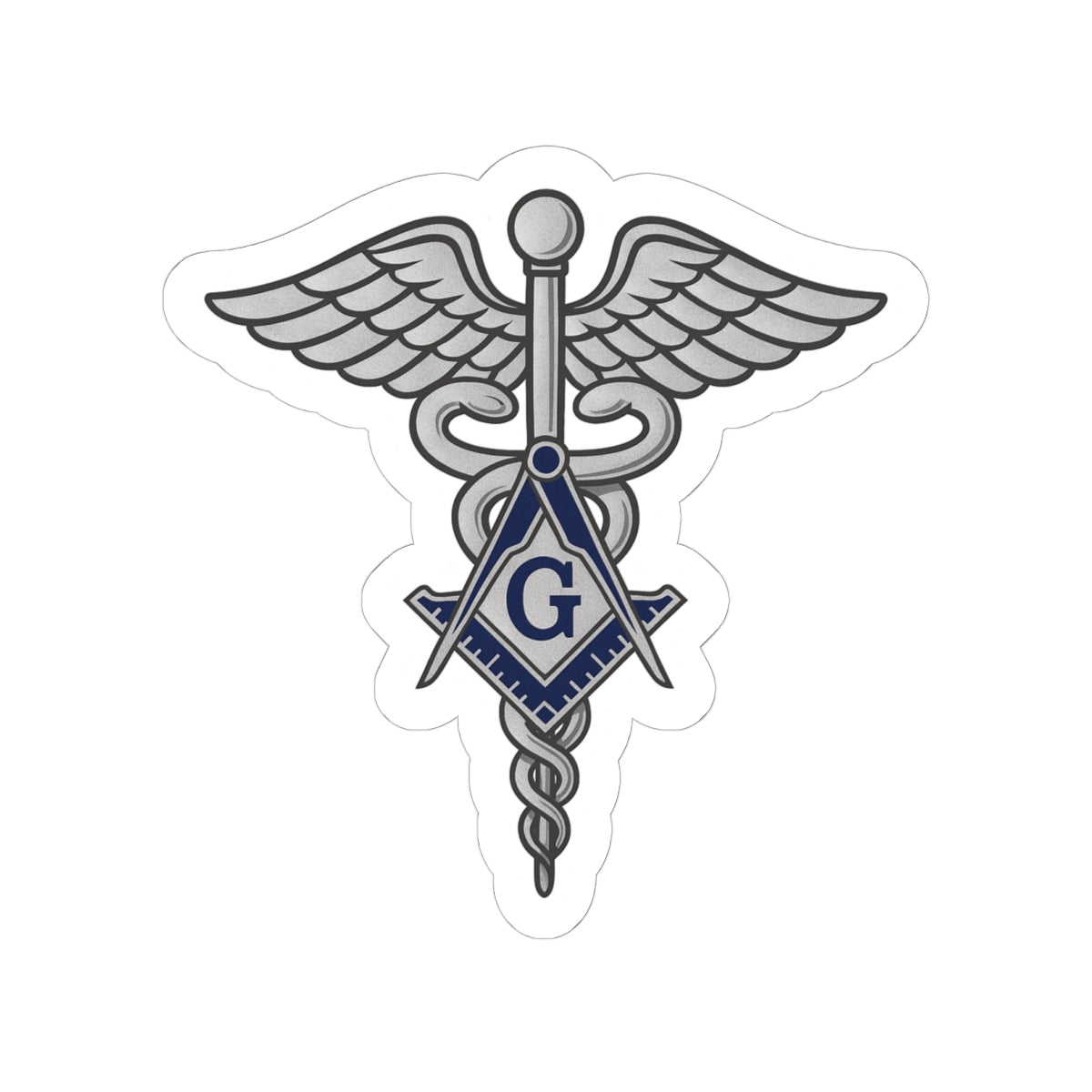 Master Mason Blue Lodge Sticker Decal - Kiss-Cut Silver Medical Doctor - Bricks Masons