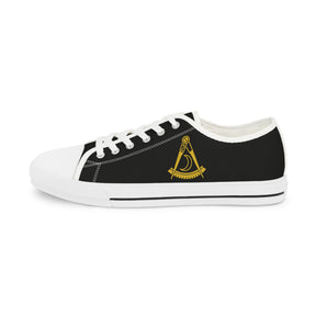 District Deputy Grand Master Blue Lodge Sneaker - Low Top Sneaker Black & White Gold Emblem - Bricks Masons