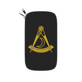 District Deputy Grand Master Blue Lodge Passport Wallet - Black With Shoulder & Wrist Strap - Bricks Masons