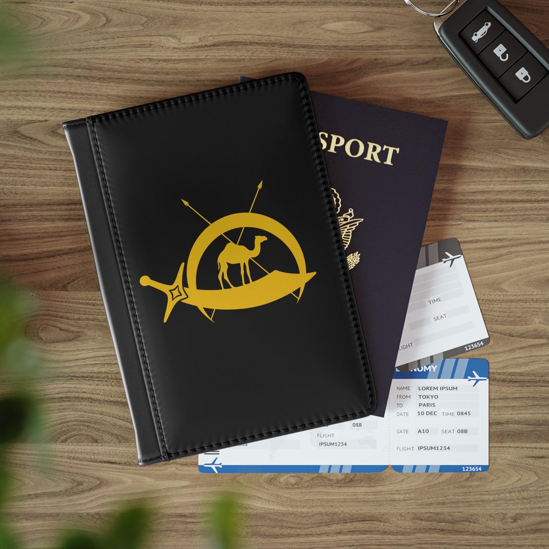 DOKO Passport Cover - Black PU Leather With Inner Compartments - Bricks Masons