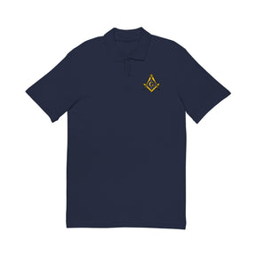 Master Mason Blue Lodge Polo Shirt - Embroidered Square & Compass G Cotton - Bricks Masons