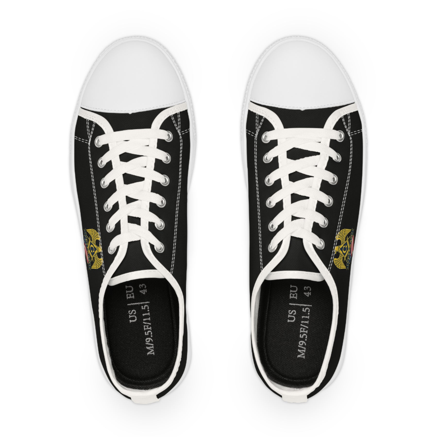Master Mason Blue Lodge Sneaker - Low Top Sneaker Black & White Veteran Mason - Bricks Masons