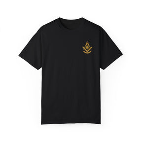 Past Master Blue Lodge T-Shirt - Garment-Dyed Square & Compass, Quadrant - Bricks Masons