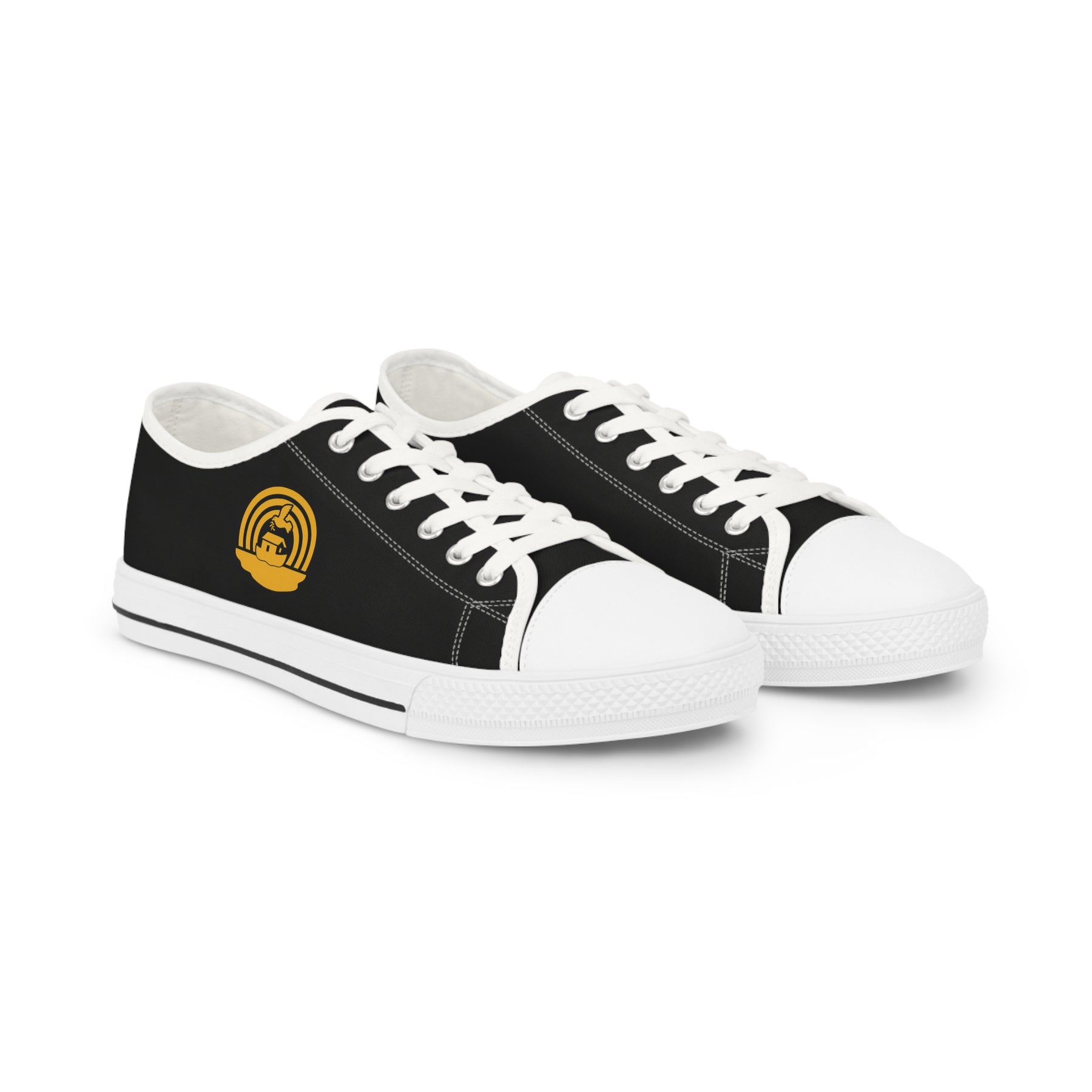 Royal Ark Mariner Sneaker - Low Top Sneaker Black & White Golden Emblem - Bricks Masons