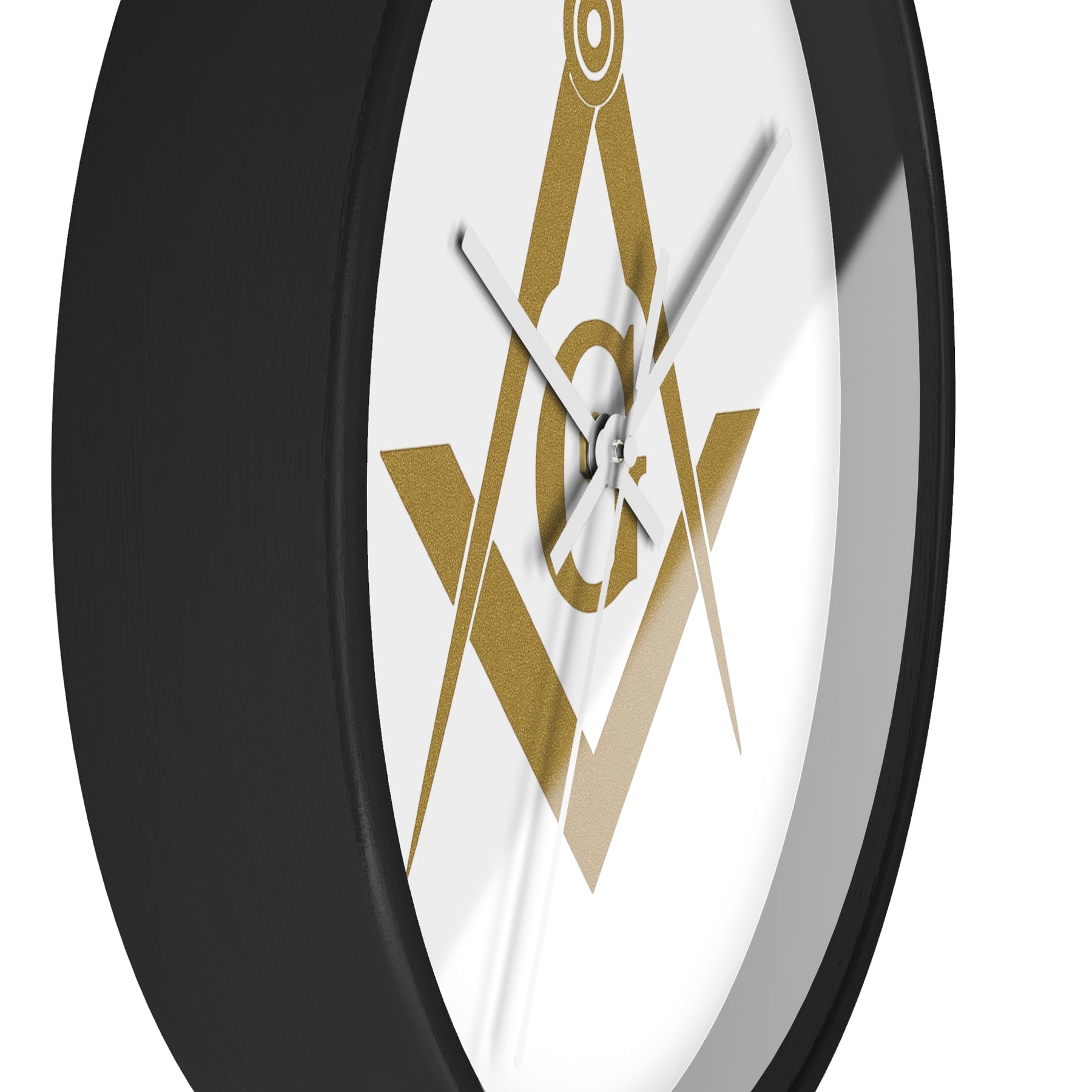 Master Mason Blue Lodge Clock - Golden Square & Compass G on White Dial - Bricks Masons