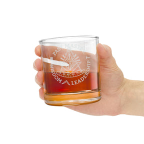 Past Master Blue Lodge Whiskey Glass - Wisdom Leadership S&C Quadrant Sun Emblem - Bricks Masons