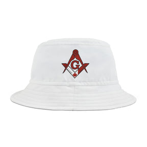 Master Mason Blue Lodge Canada Jurisdiction Bucket Hat - White with Square & Compass G - Bricks Masons