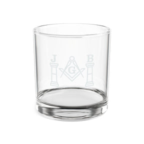 Vaso de whisky de la Logia Azul de Maestro Masón - Cuadrado y Compás G con pilares J&amp;B