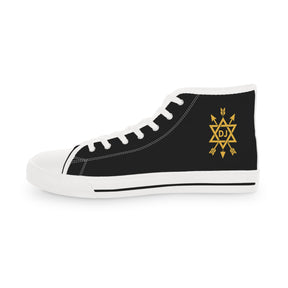 Order of the Secret Monitor Sneaker - High Top Black & White Golden Emblem - Bricks Masons