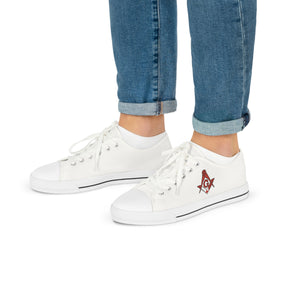 Master Mason Blue Lodge Canada Jurisdiction Sneaker - Low Top Sneaker Black & White S&C G Flag - Bricks Masons