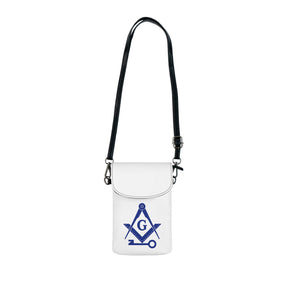 International Masons Cell Phone Wallet - White & Blue Microfiber Leather - Bricks Masons