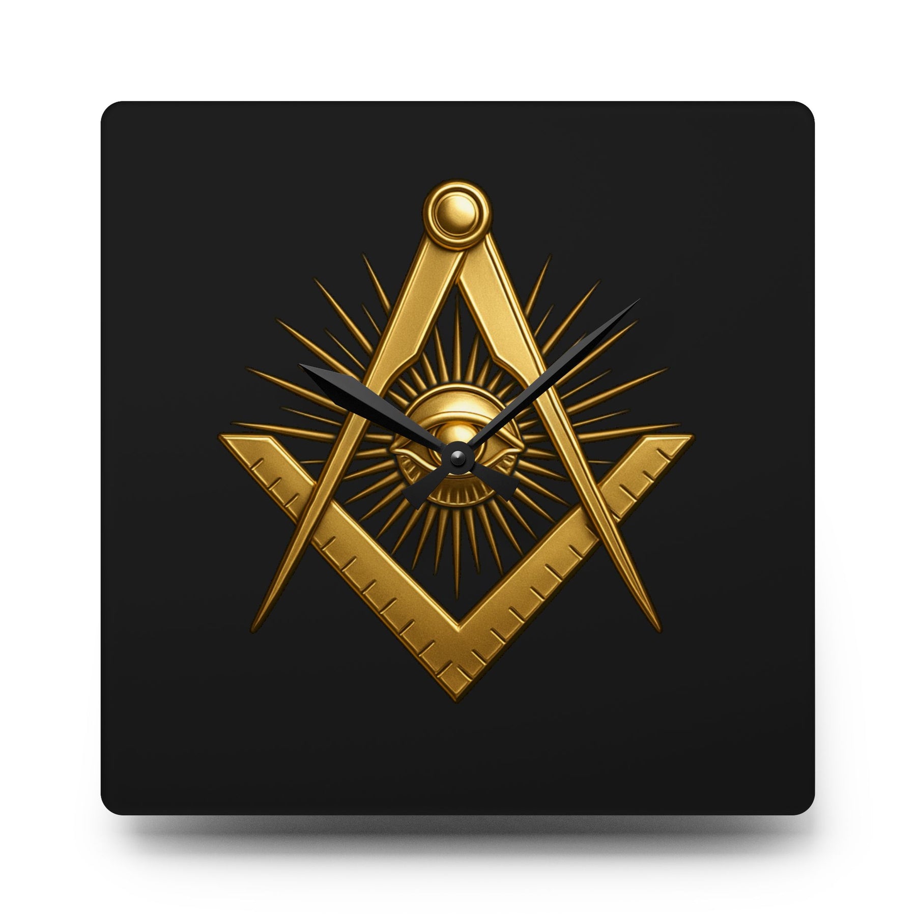 Master Mason Blue Lodge Clock - All Seeing Eye Within Square & Compass - Bricks Masons